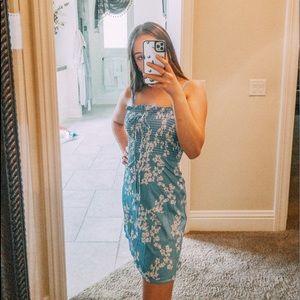 SOLD blue floral spaghetti strap dress!!